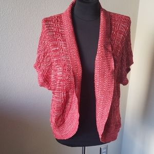 Red Knit Short Sleeve Sweater Cover Up XL 16-18